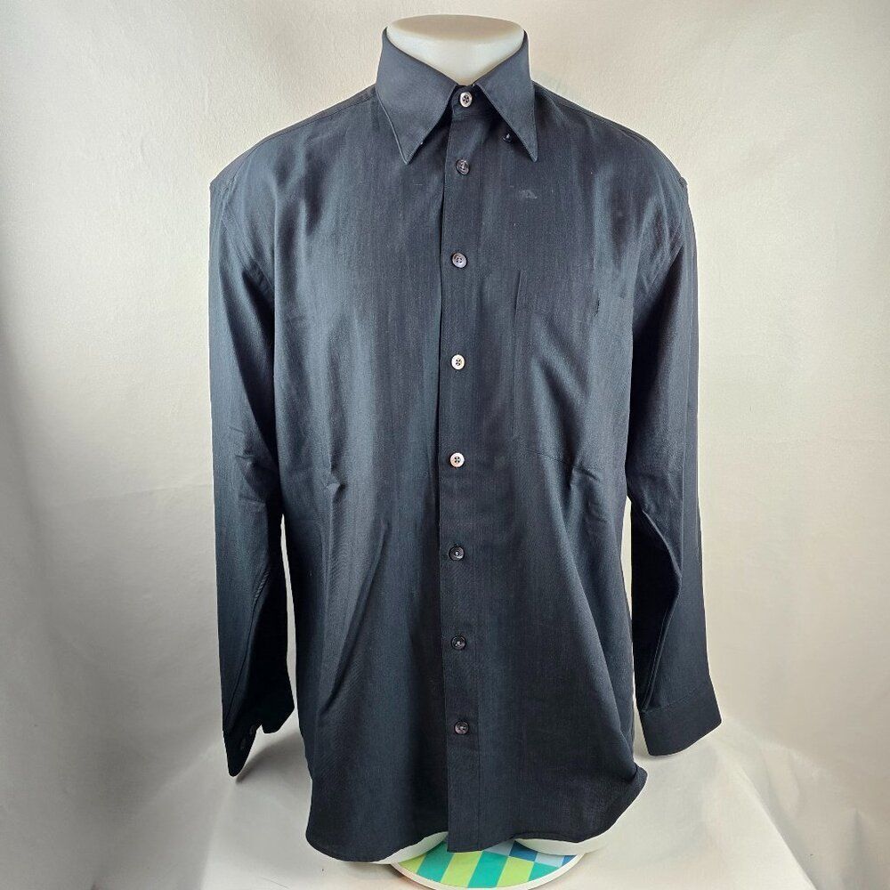 Scott Barber Shirt Mens Medium Black Button Down Vintage Casual Viscose Classic